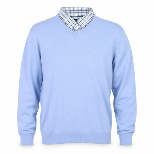 Pierre Cardin Men Blue XL V-Neck Acrylic Pullover Jumper