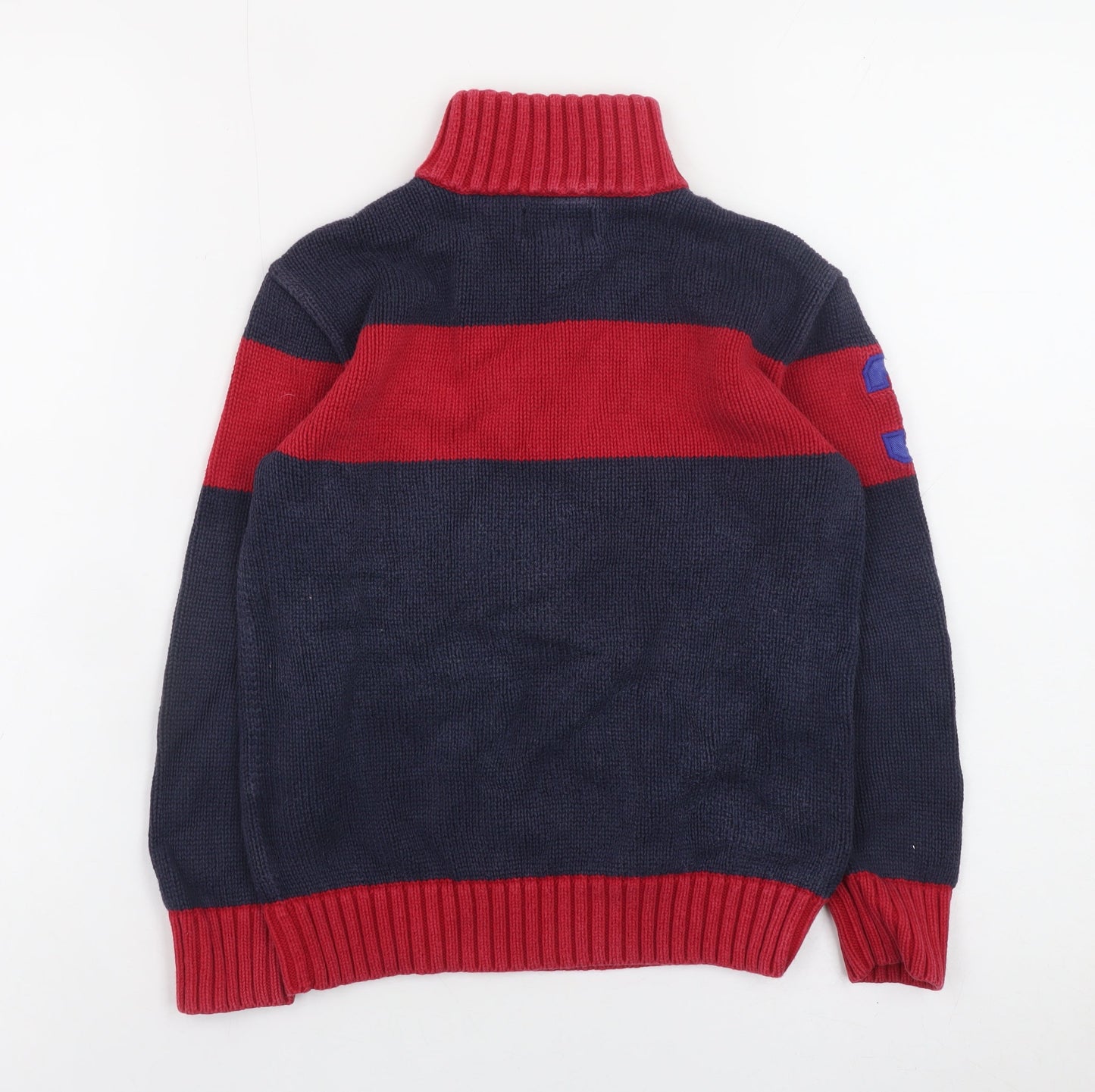 Polo Ralph Lauren Boys Blue & Red 1/2 Zip Cotton Jumper Size 7 Years