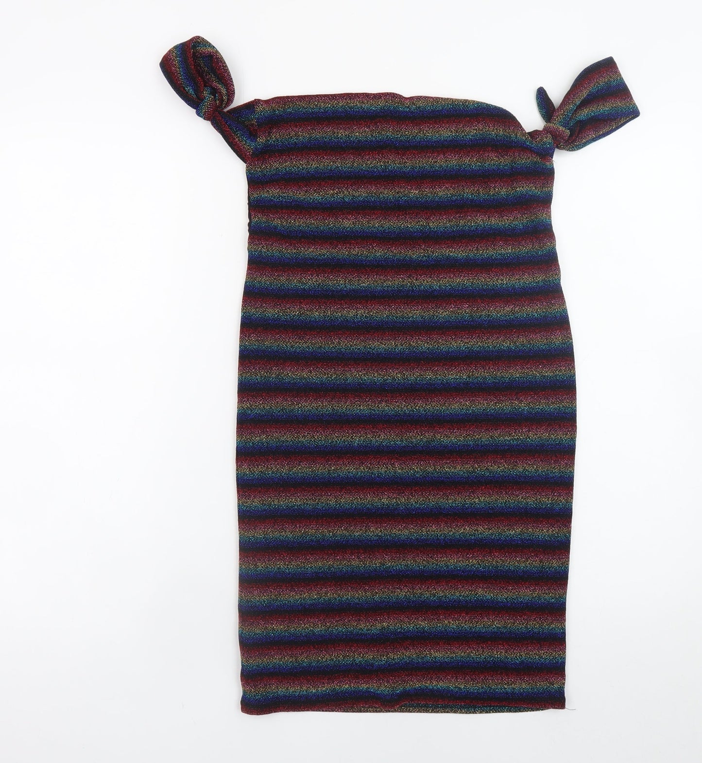 Topshop Women’s Multicoloured Off Shoulder Bodycon Dress Size 12