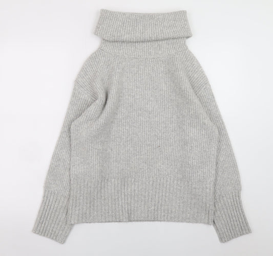 Marks and Spencer Womens Grey Roll Neck Knit Jumper Size S
