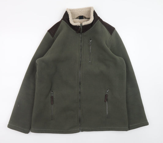 Cotton Traders Men's Green Fleece Lined Full Zip Jacket Size M
