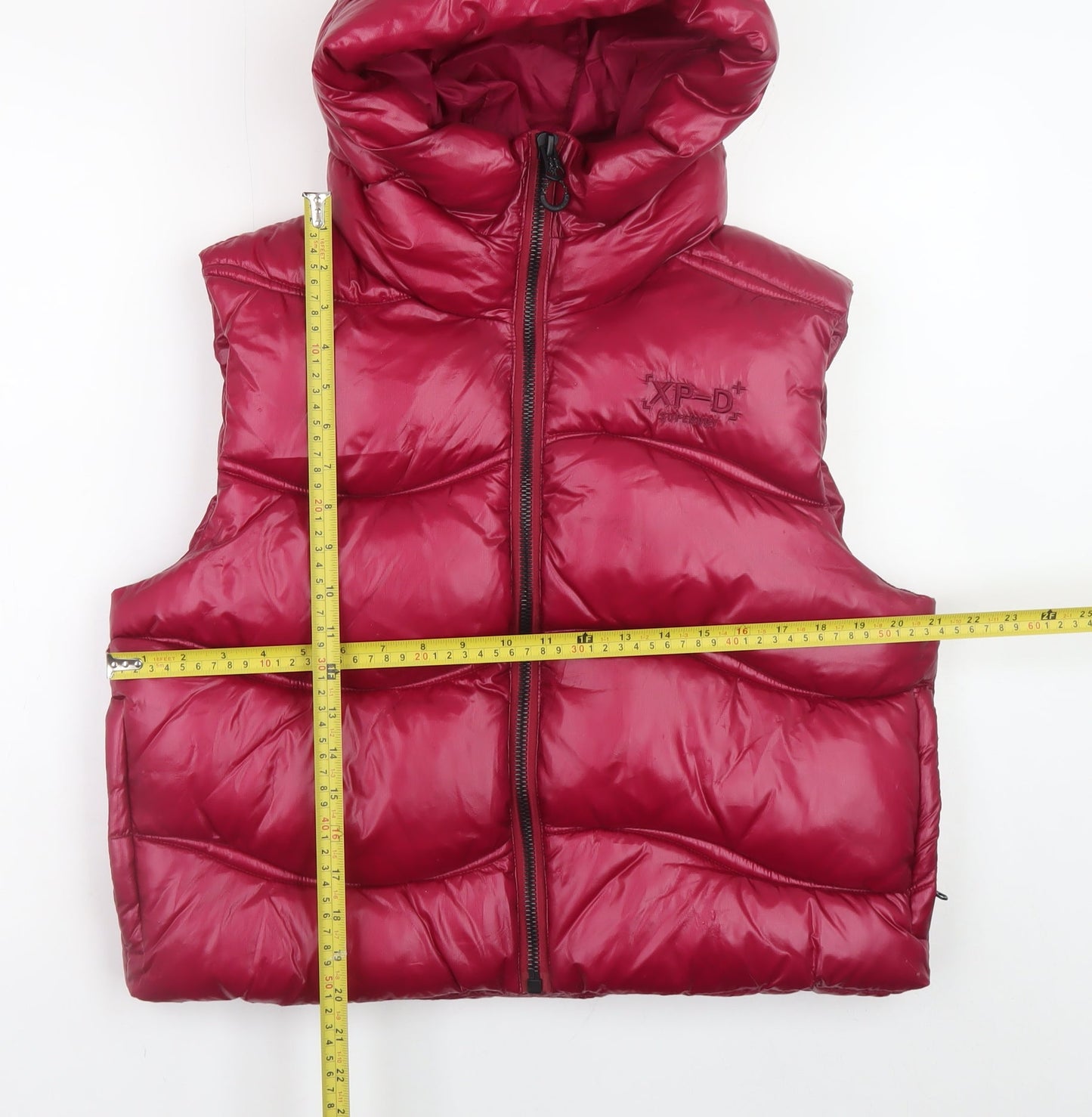 Superdry Men's Red Puffer Hooded Waistcoat L 42in Outdoor Casual