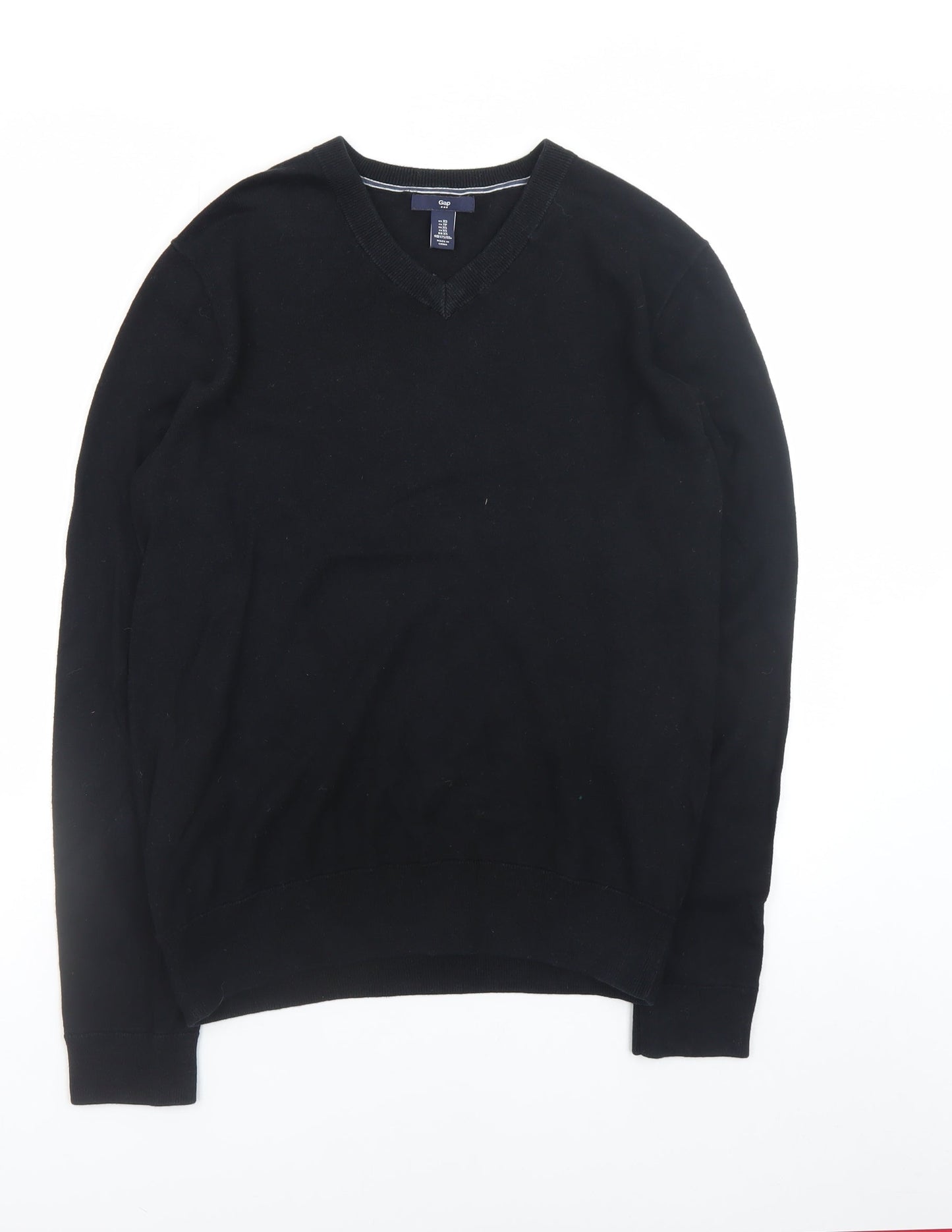 Gap Mens Black XS V-Neck Cotton Knit Jumper