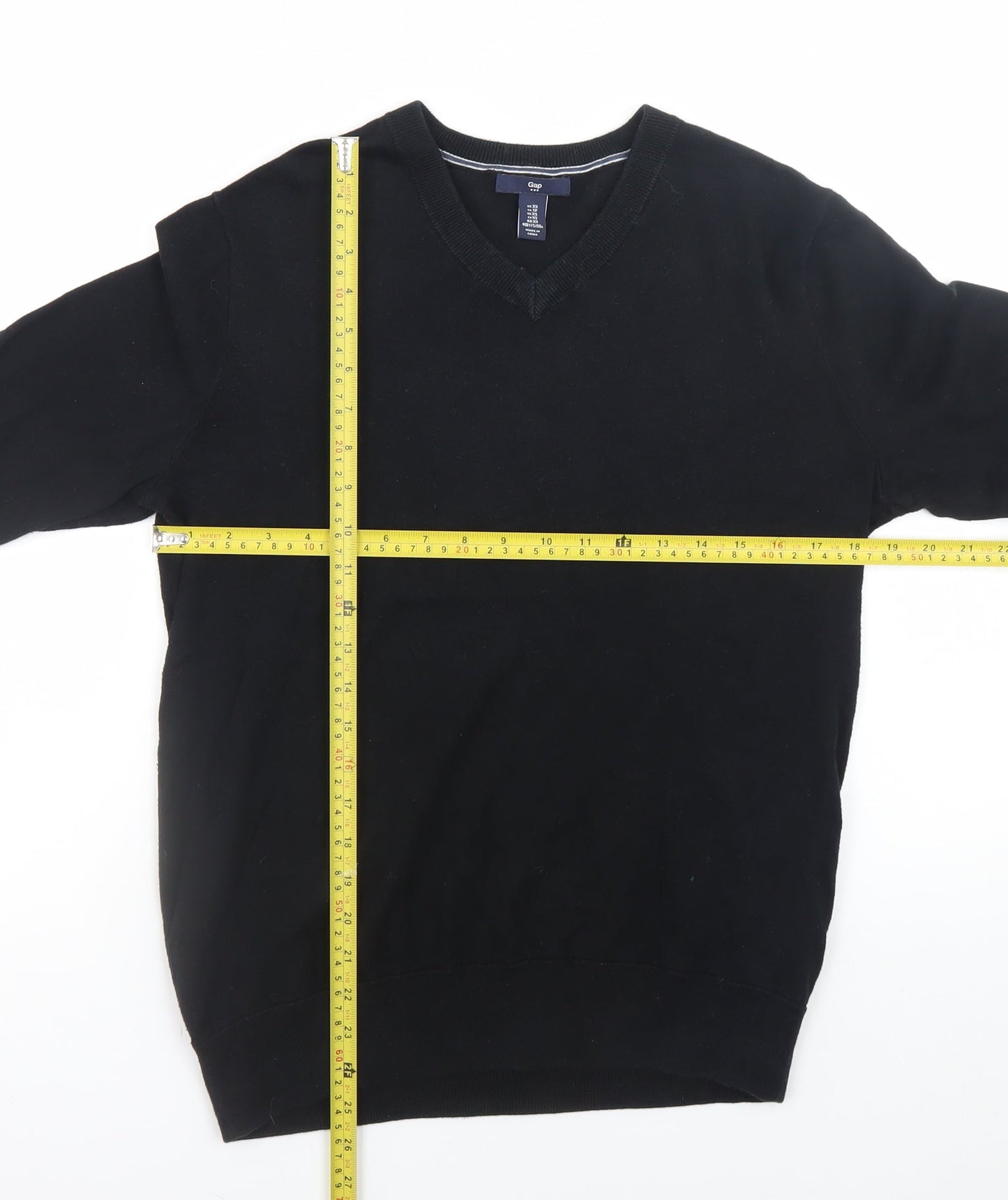 Gap Mens Black XS V-Neck Cotton Knit Jumper