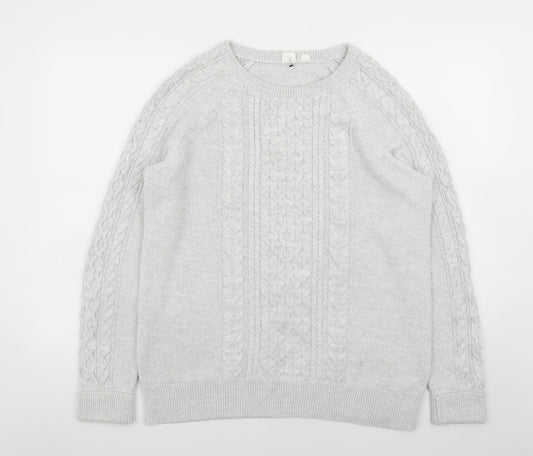 GAP Men’s Grey Cable-Knit Cotton Crew Neck Jumper XL