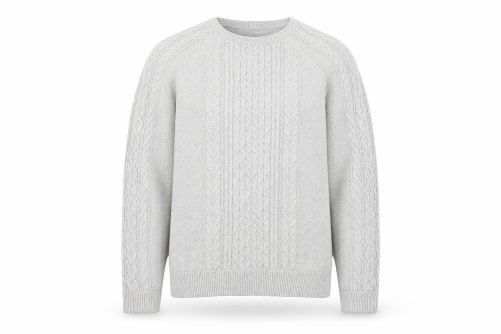 GAP Men’s Grey Cable-Knit Cotton Crew Neck Jumper XL