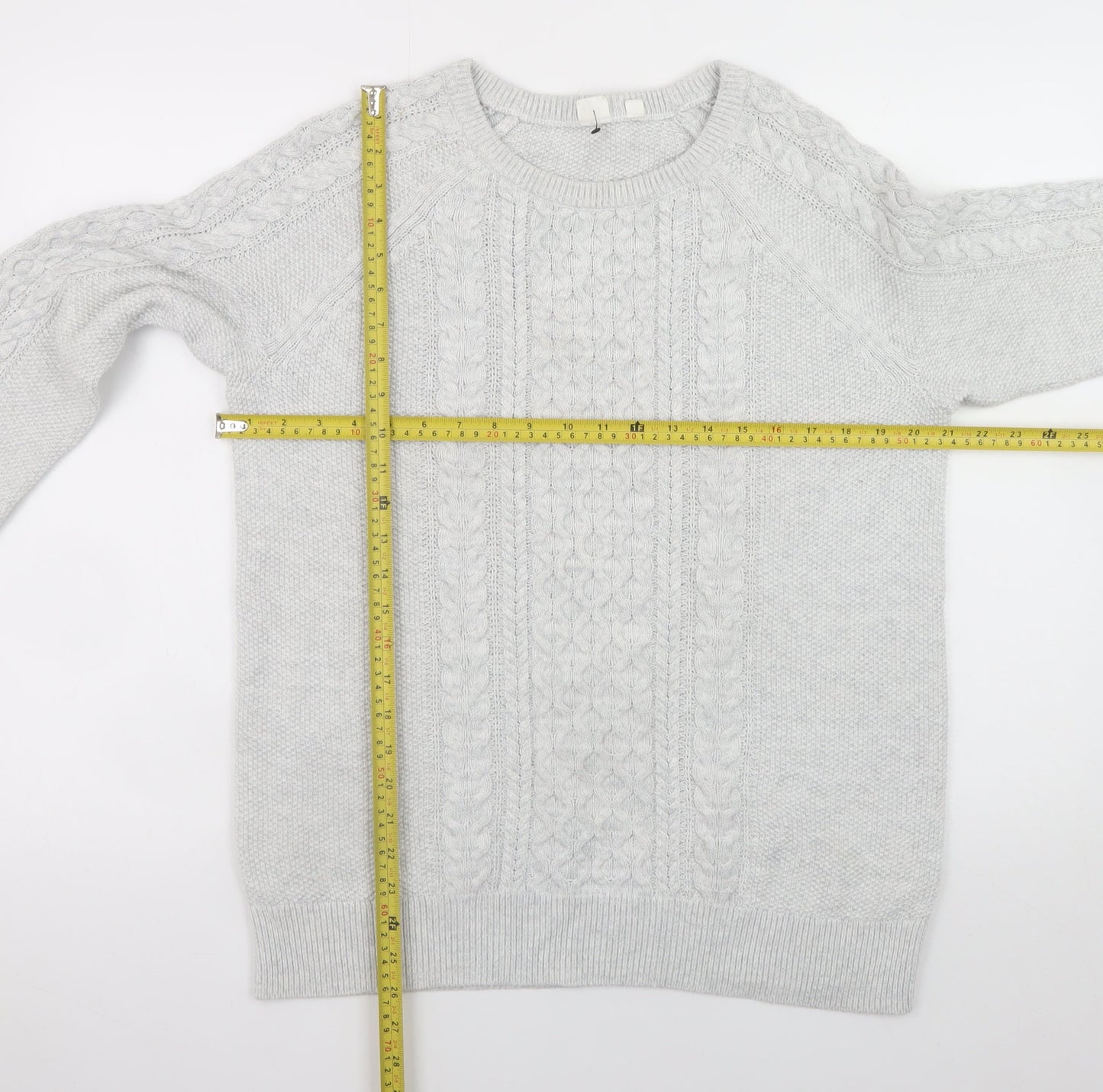 GAP Men’s Grey Cable-Knit Cotton Crew Neck Jumper XL
