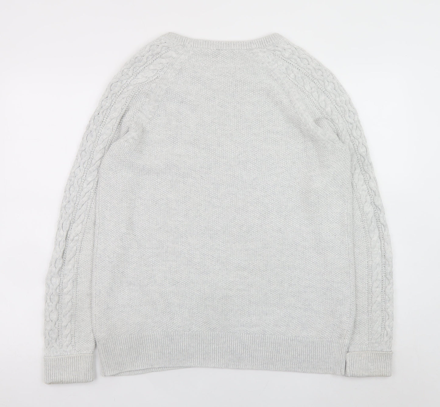 GAP Men’s Grey Cable-Knit Cotton Crew Neck Jumper XL