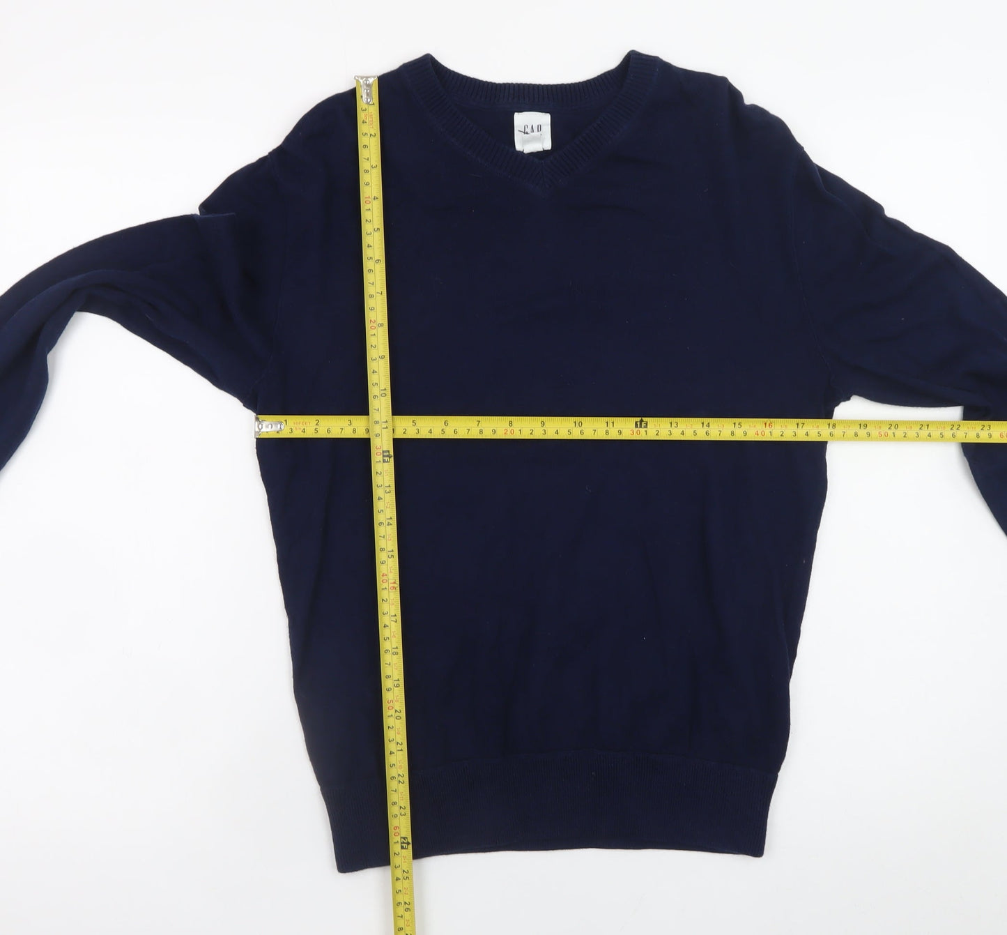 GAP Men's Blue XS V-Neck Cotton Pullover Jumper