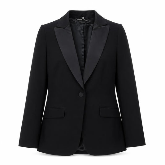 Karen Millen Women's Black Size 10 Classic Satin Lapel Blazer Jacket