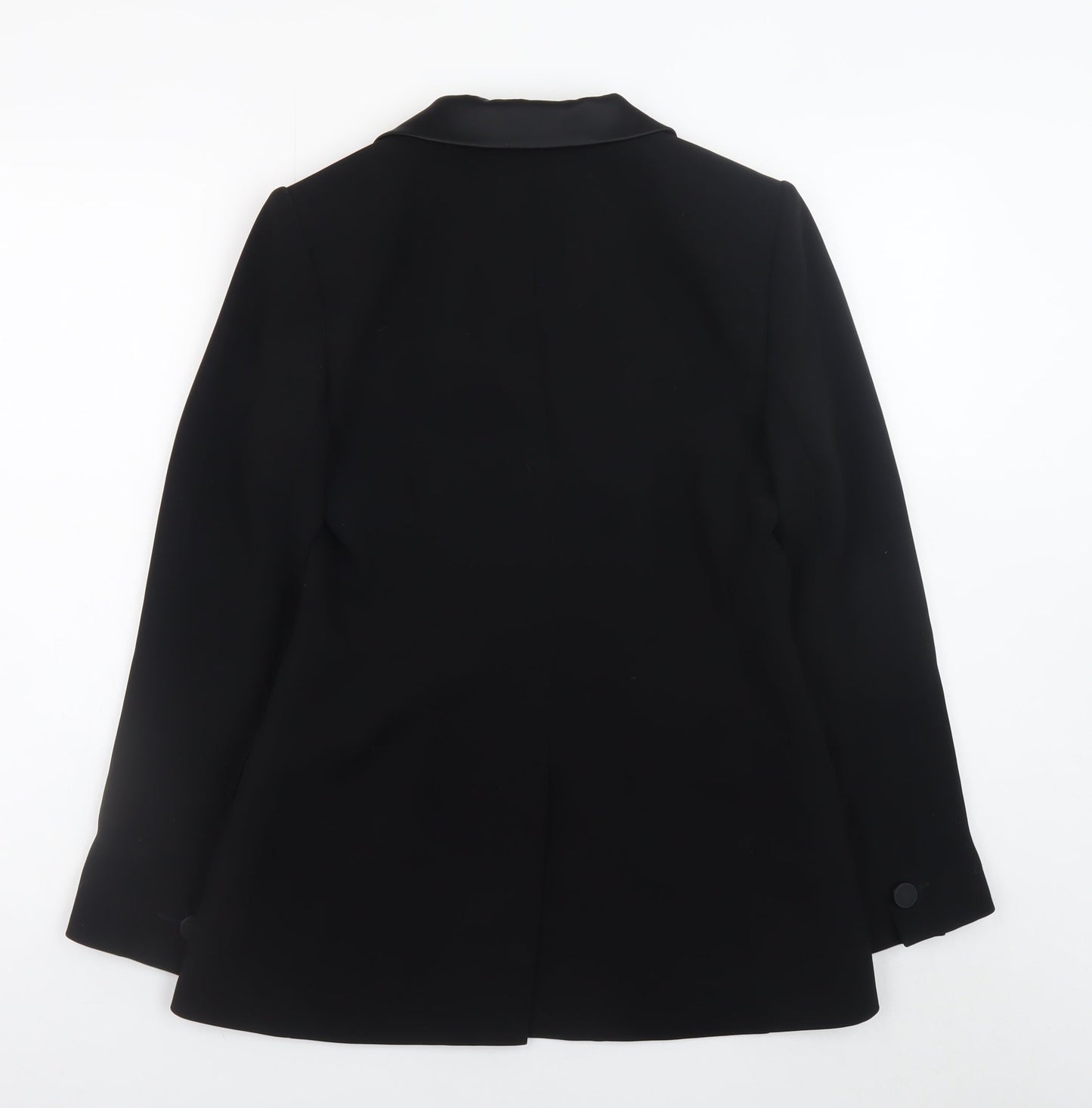 Karen Millen Women's Black Size 10 Classic Satin Lapel Blazer Jacket