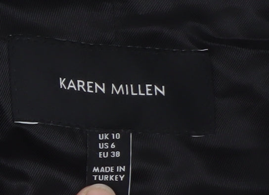 Karen Millen Women's Black Size 10 Classic Satin Lapel Blazer Jacket