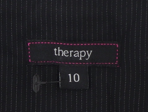 Therapy Womens Black Pinstripe Blazer Size 10 Classic Formal Jacket