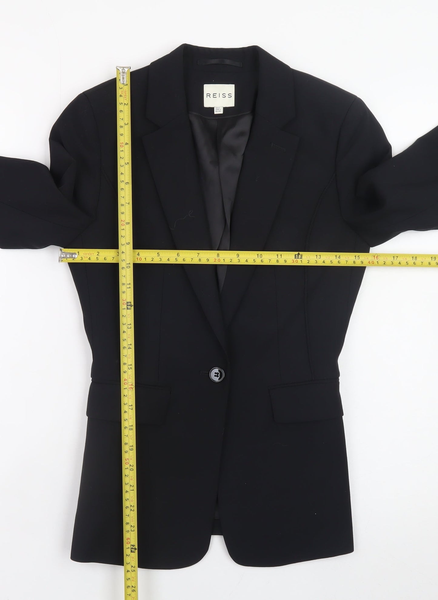 Reiss Womens Black Wool Slim Fit Blazer Jacket UK 6