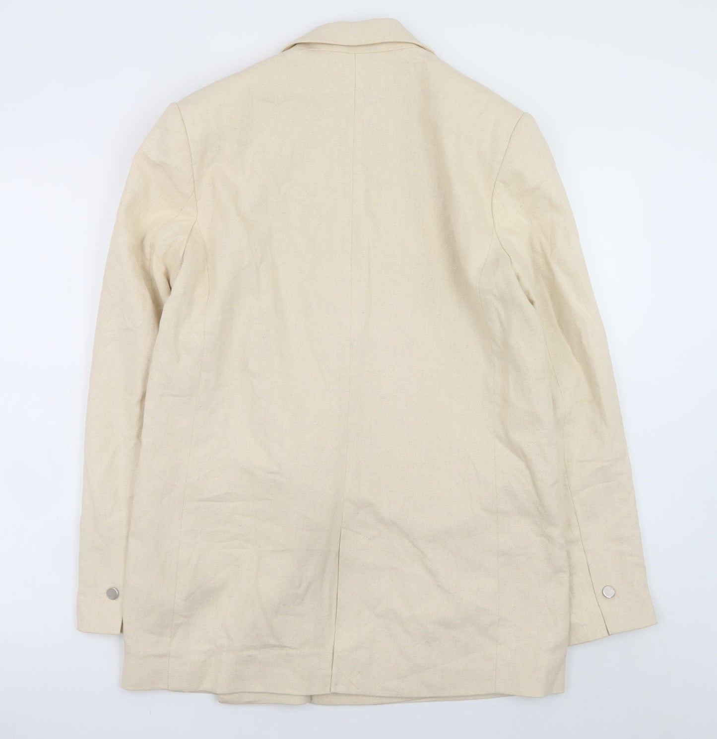Pimkie Women Beige Linen Blend Double Breasted Blazer Size S