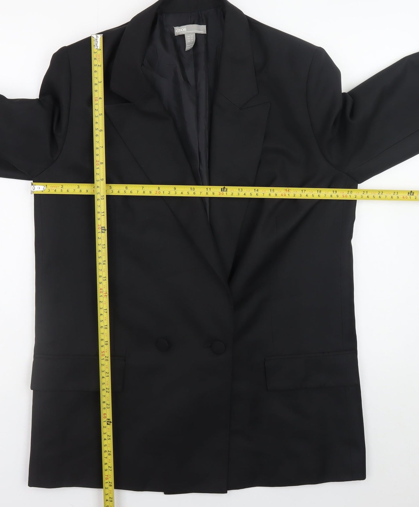 ASOS Womens Black Long Blazer UK 10 Formal Business Jacket