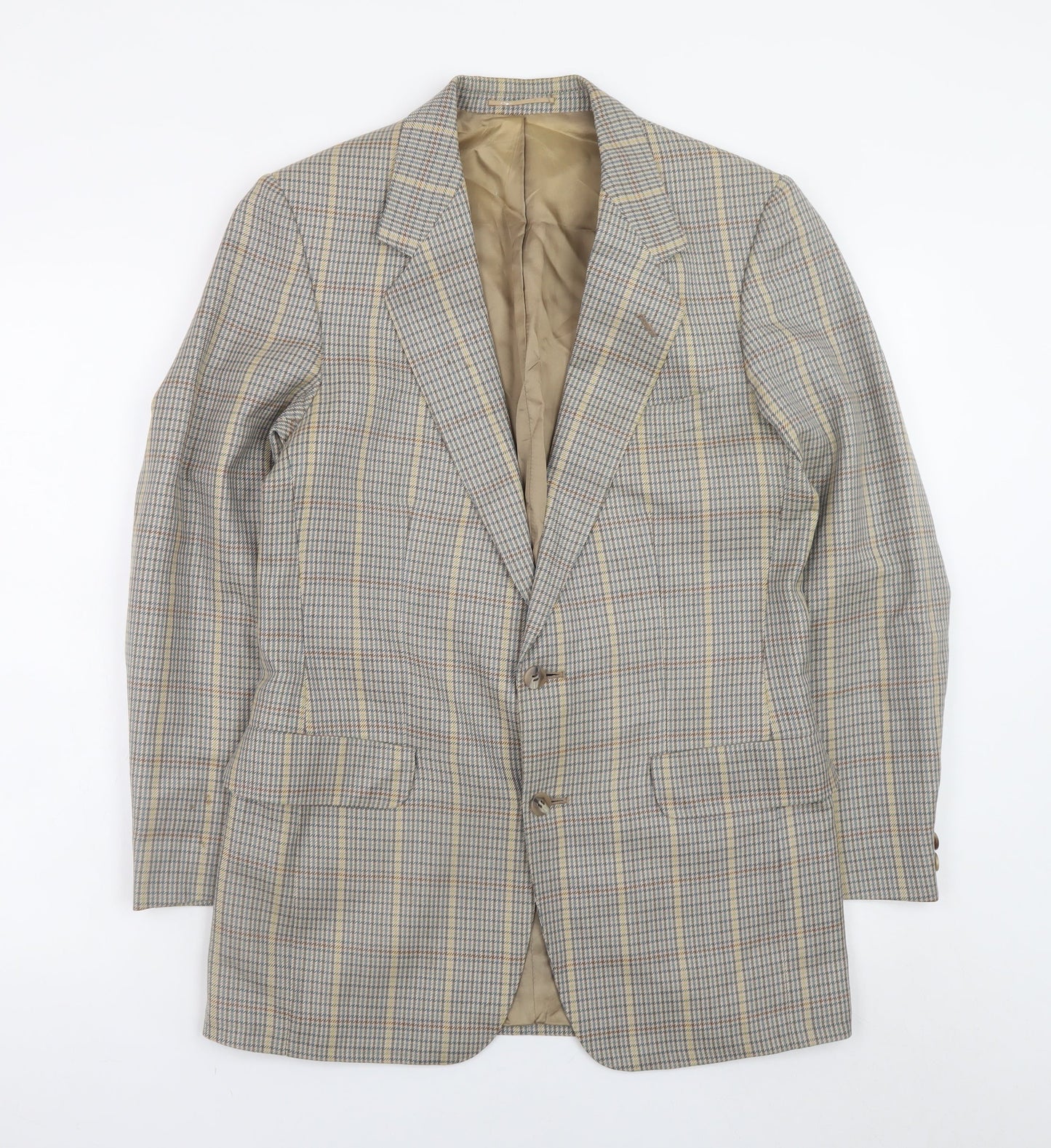 Magee Mens Brown Check Wool Tweed Blazer Jacket 38R Classic Lined