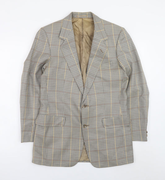Magee Mens Brown Check Wool Tweed Blazer Jacket 38R Classic Lined