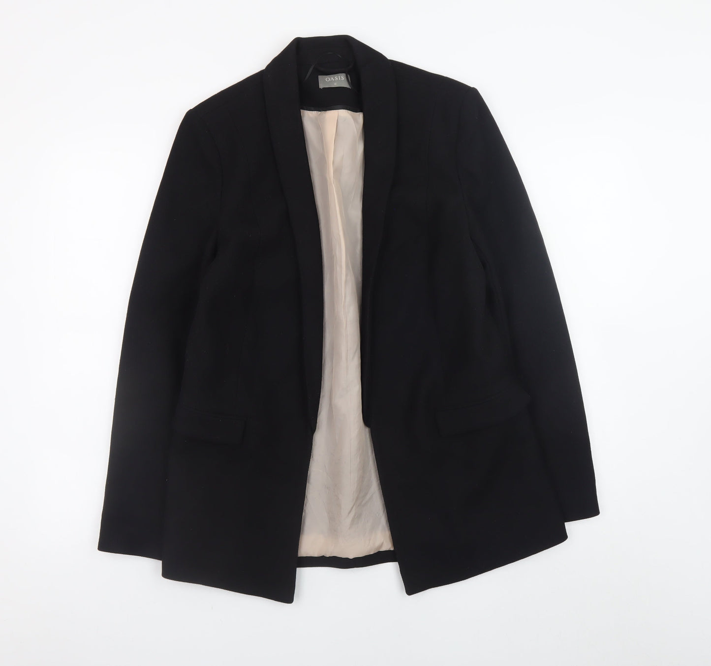 Oasis Women's Black Size 12 Blazer Jacket Classic Mid-Length Workwear