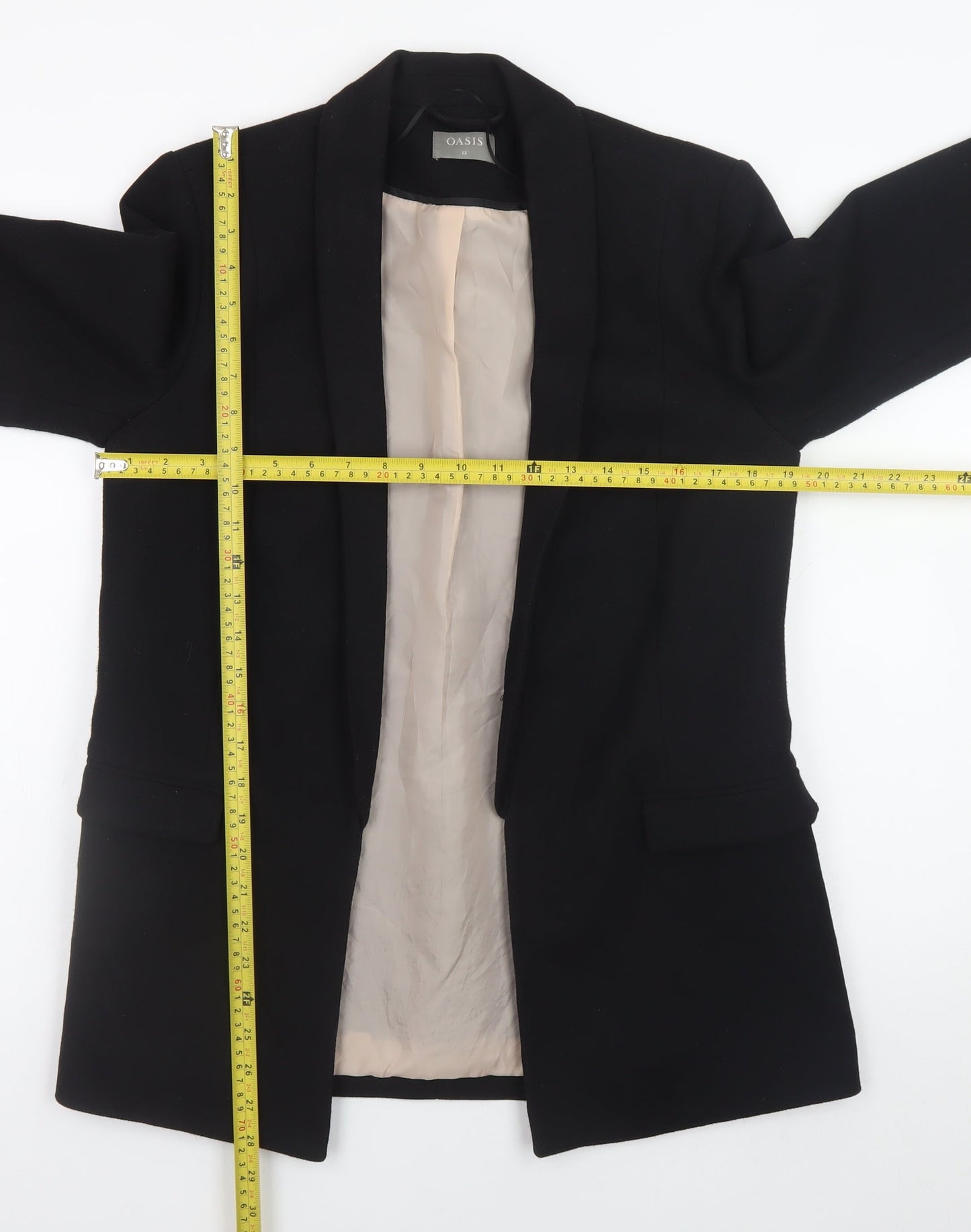 Oasis Women's Black Size 12 Blazer Jacket Classic Mid-Length Workwear