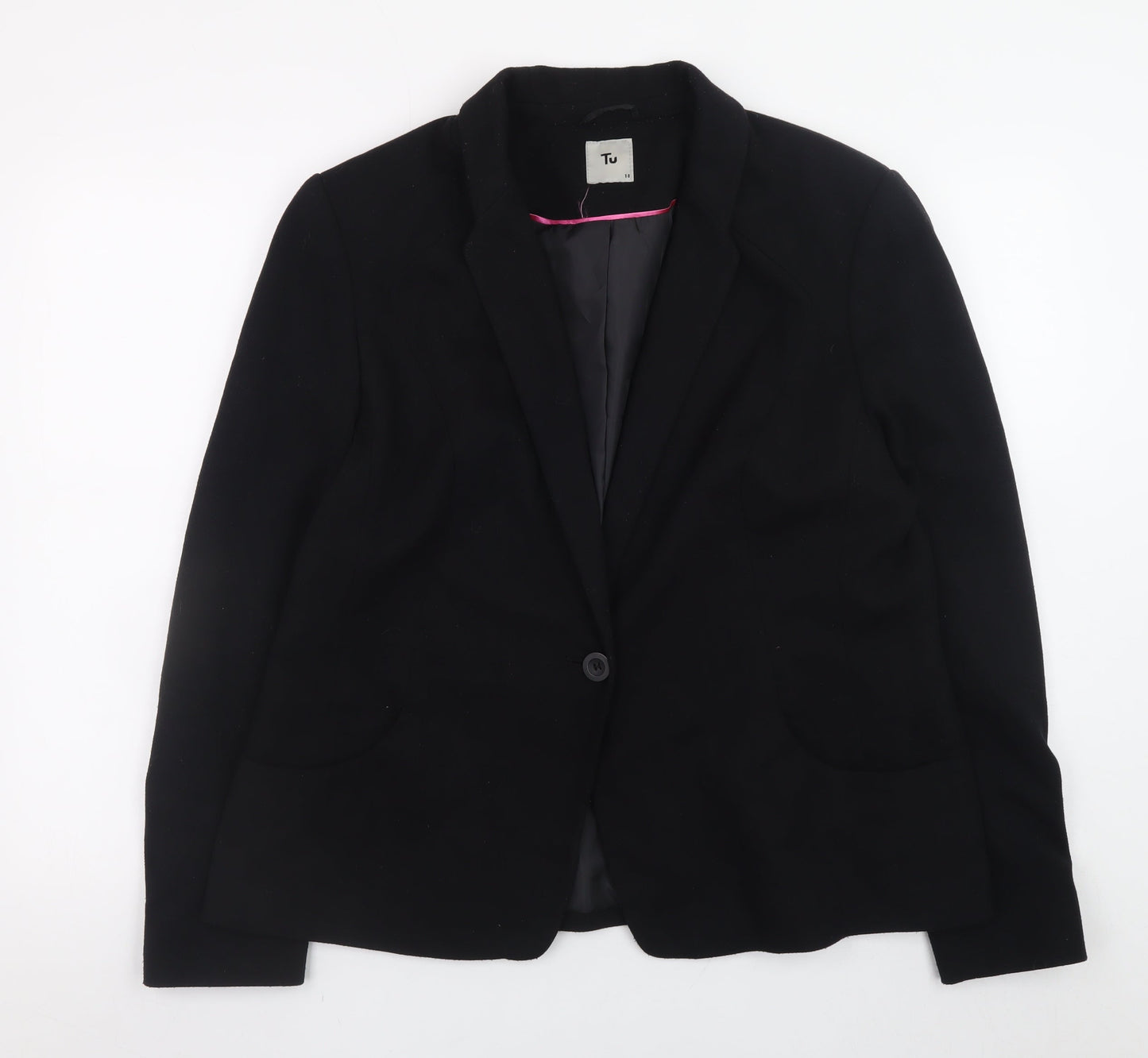 Tu Women Black Blazer Size 18 Classic Single-Breasted Jacket