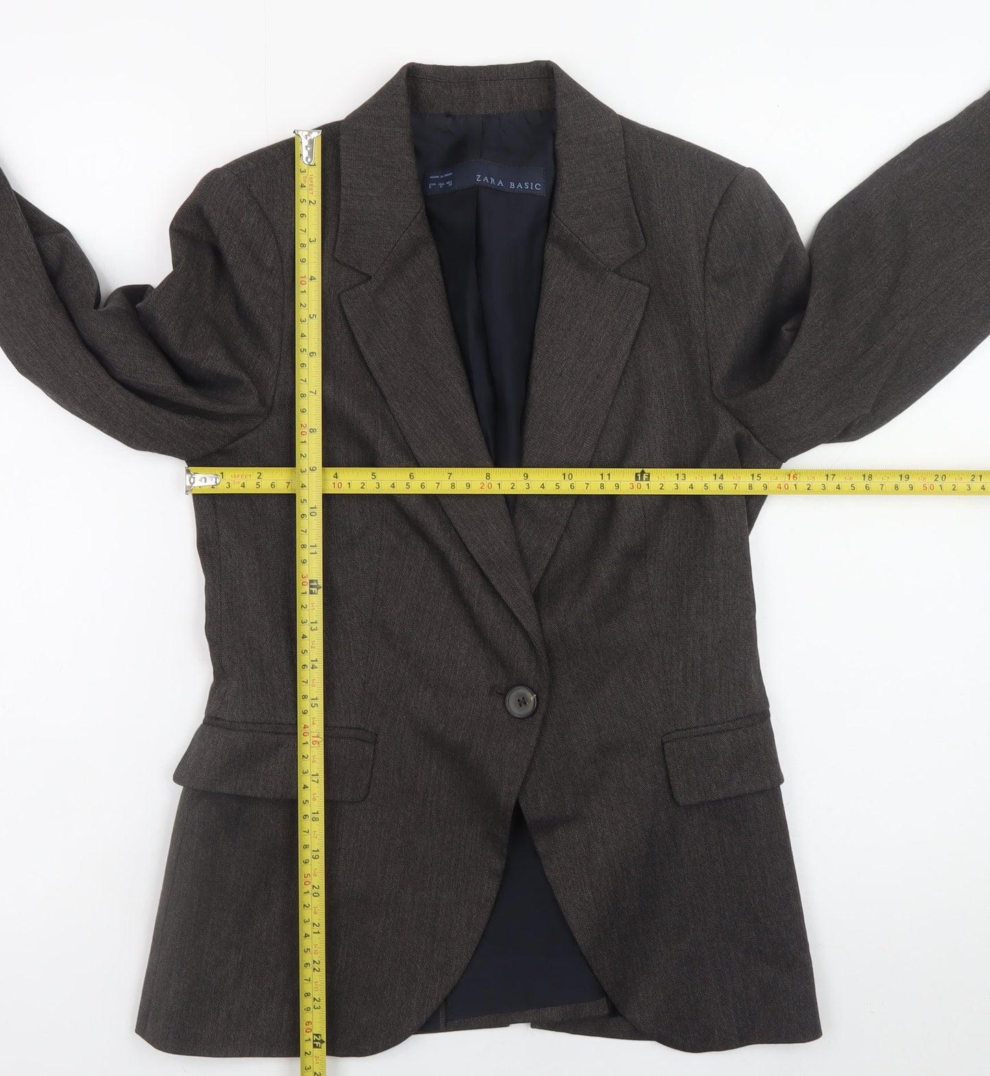 Zara Basic Women’s Brown Blazer Size 8 Single-Breasted Work Jacket