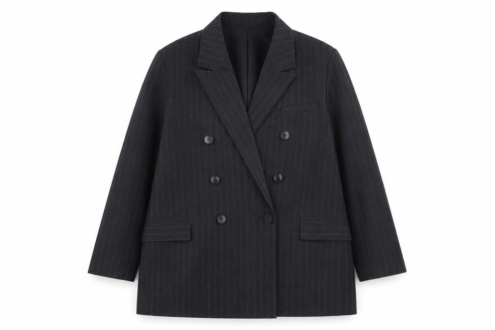 Primark Rita Ora x Primark Womens Black Pinstripe Double Breasted Blazer UK 16