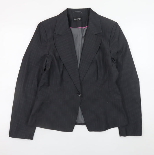 George Women's Black Pinstripe Blazer UK 14 Business Formal Jacket