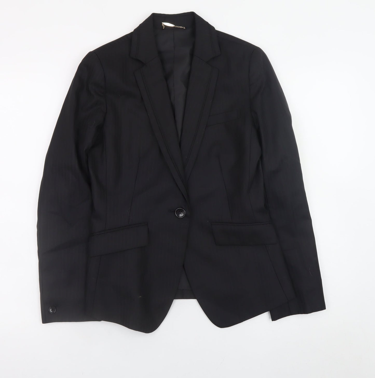 m.f.editorial Womens Black Wool Blend Blazer Jacket M
