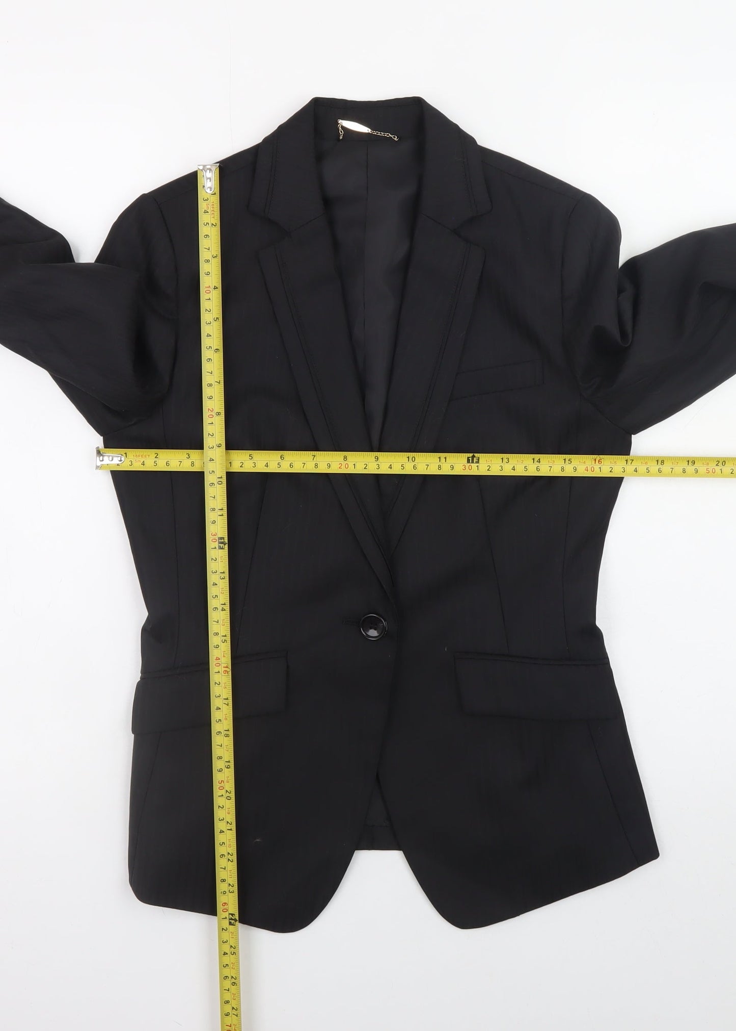 m.f.editorial Womens Black Wool Blend Blazer Jacket M