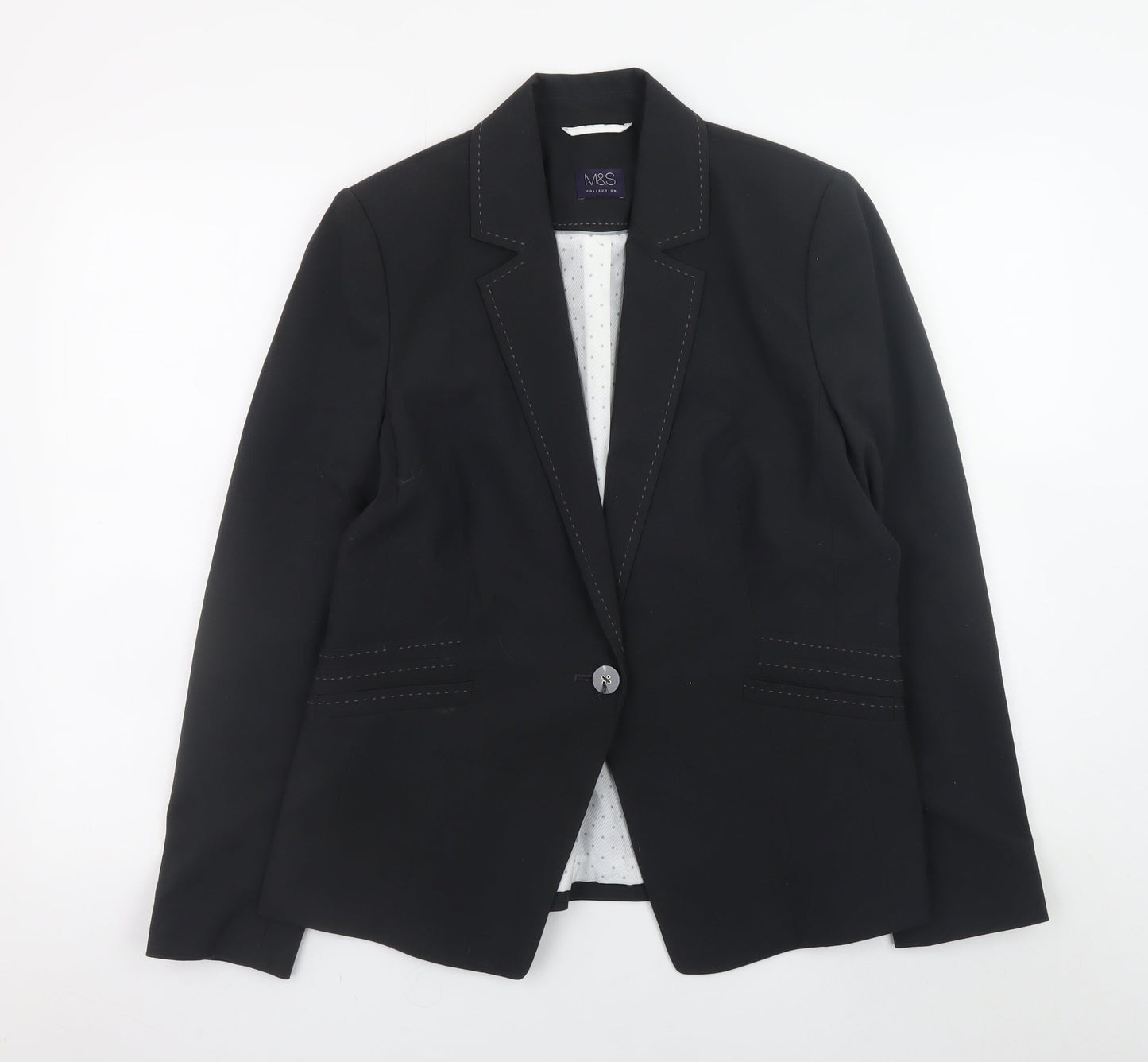 Marks and Spencer Women Grey Blazer UK 14 Classic Lined Work Jacket