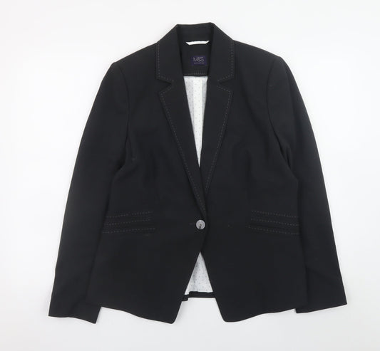 Marks and Spencer Women Grey Blazer UK 14 Classic Lined Work Jacket
