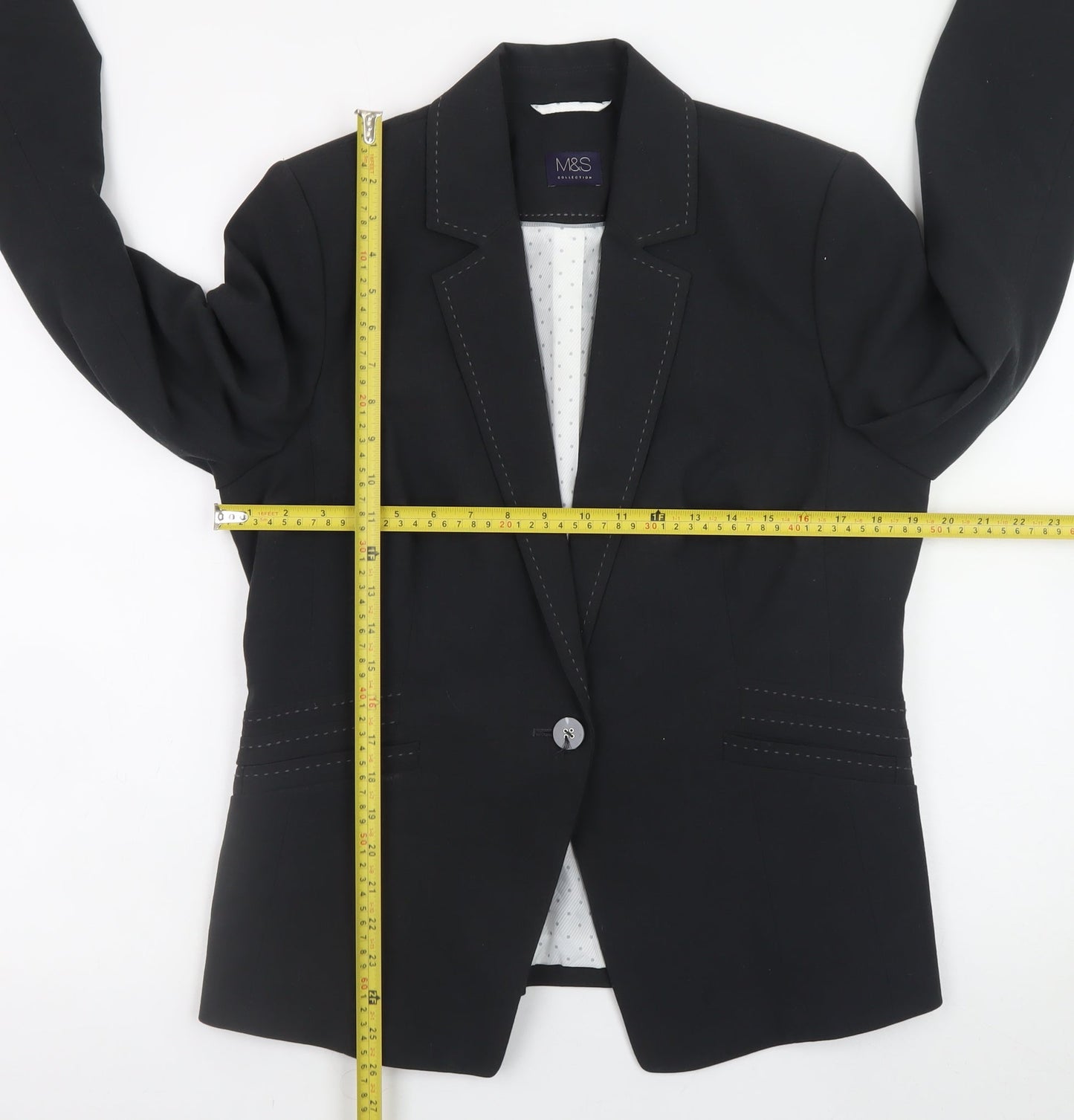 Marks and Spencer Women Grey Blazer UK 14 Classic Lined Work Jacket