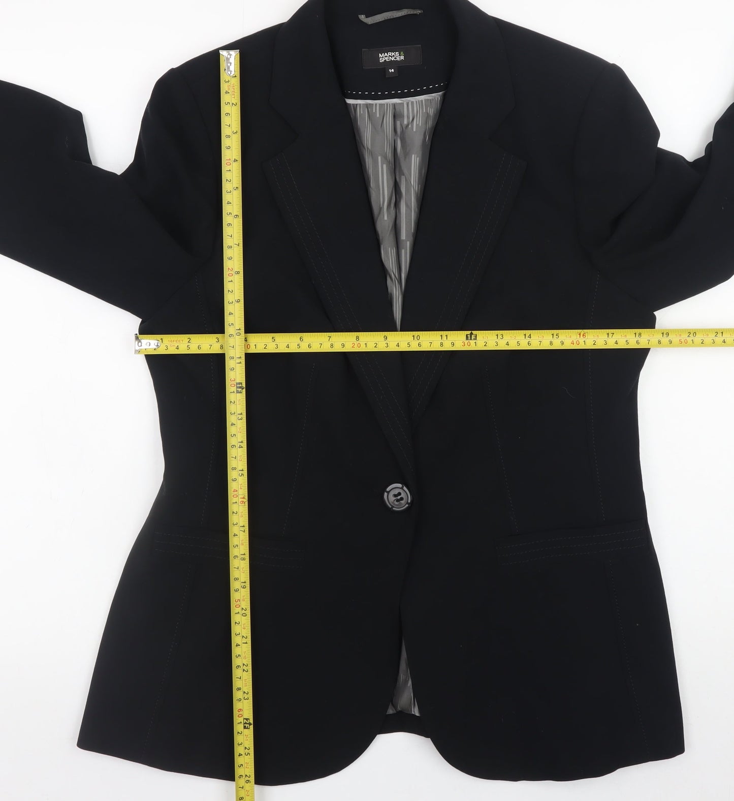 Marks and Spencer Women's Black Blazer Jacket Size 14 Regular Fit
