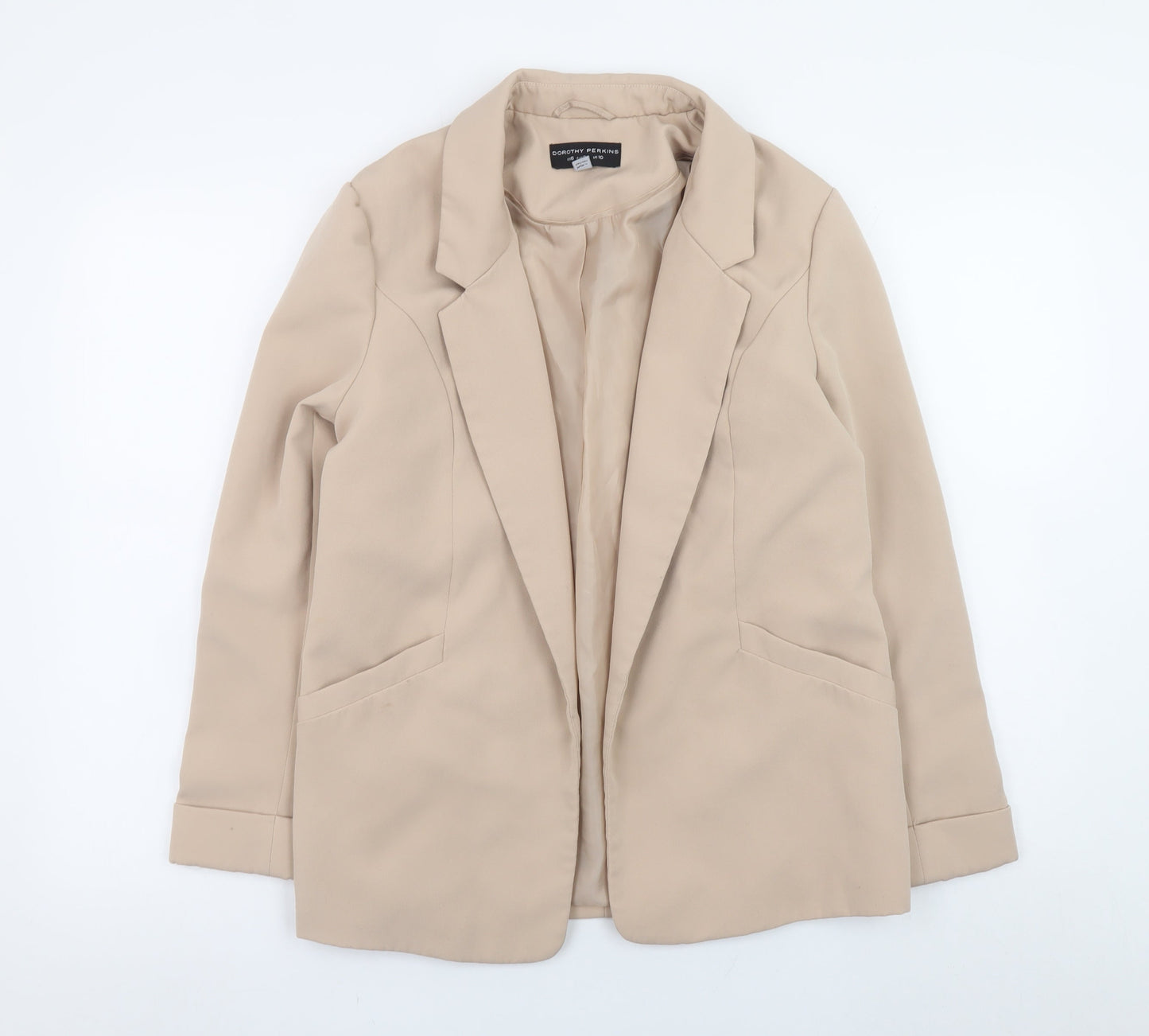 Dorothy Perkins Women Beige Blazer UK 10 Classic Mid-Length Jacket
