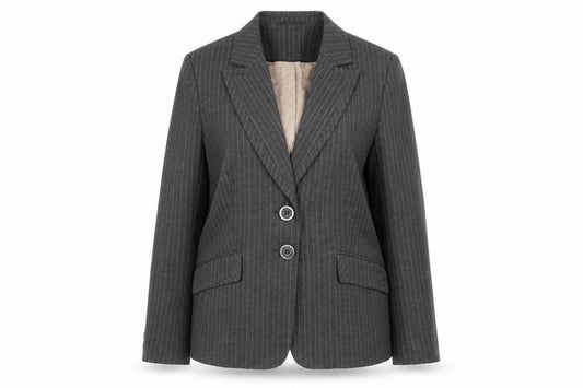 Debenhams Women Brown Pinstripe Blazer Size 16 Single Breasted Lined