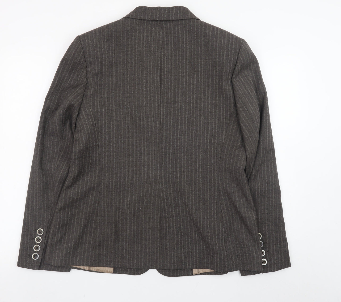 Debenhams Women Brown Pinstripe Blazer Size 16 Single Breasted Lined