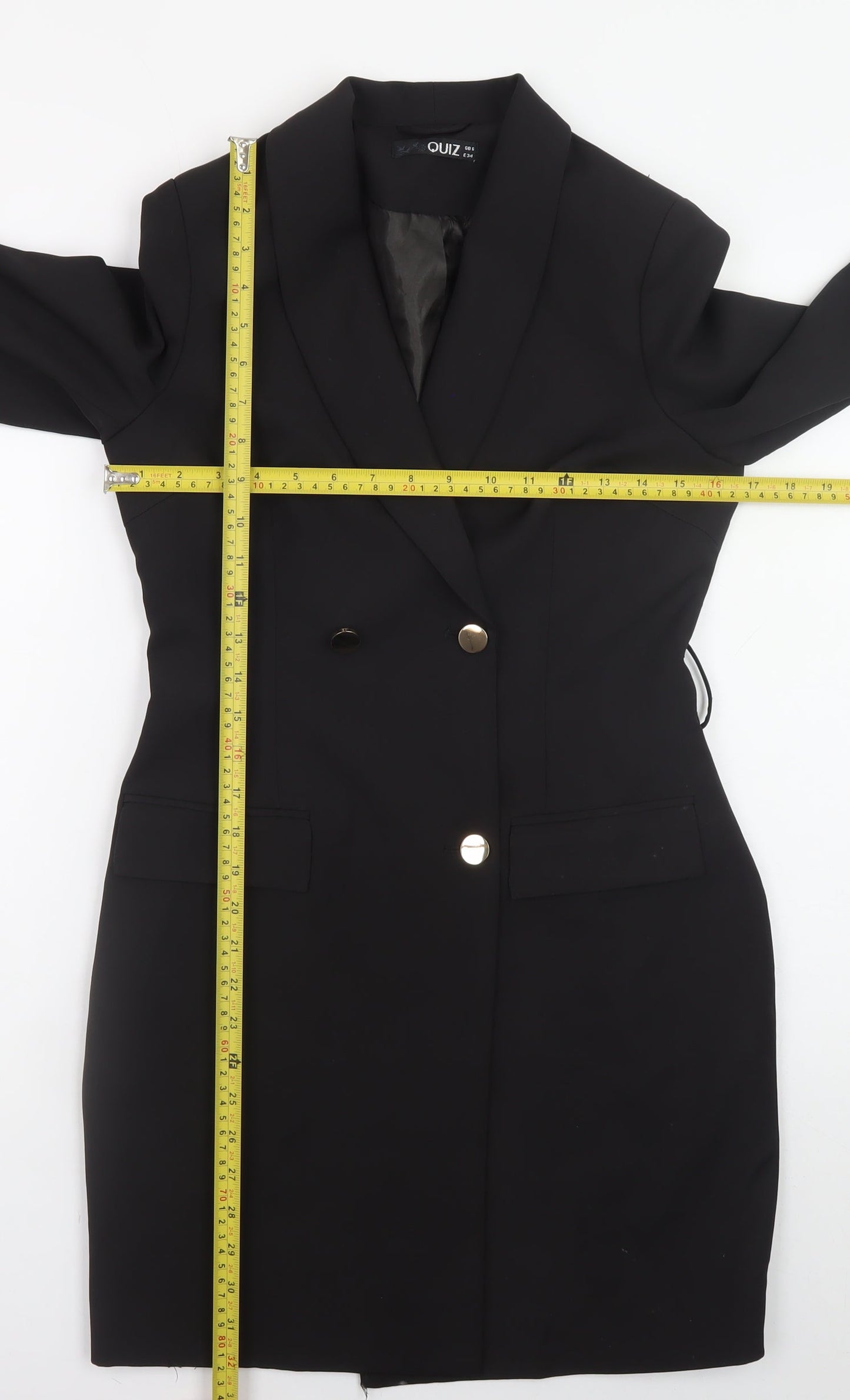 Quiz Women’s Black Size 6 Jacket Dress Long Sleeve Collared