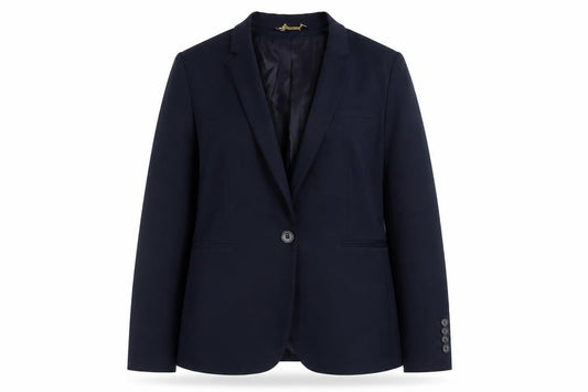 H&M Women's Navy Blue Blazer Jacket Size 12 Classic Single Breasted