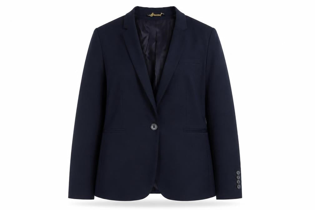 H&M Women's Navy Blue Blazer Jacket Size 12 Classic Single Breasted