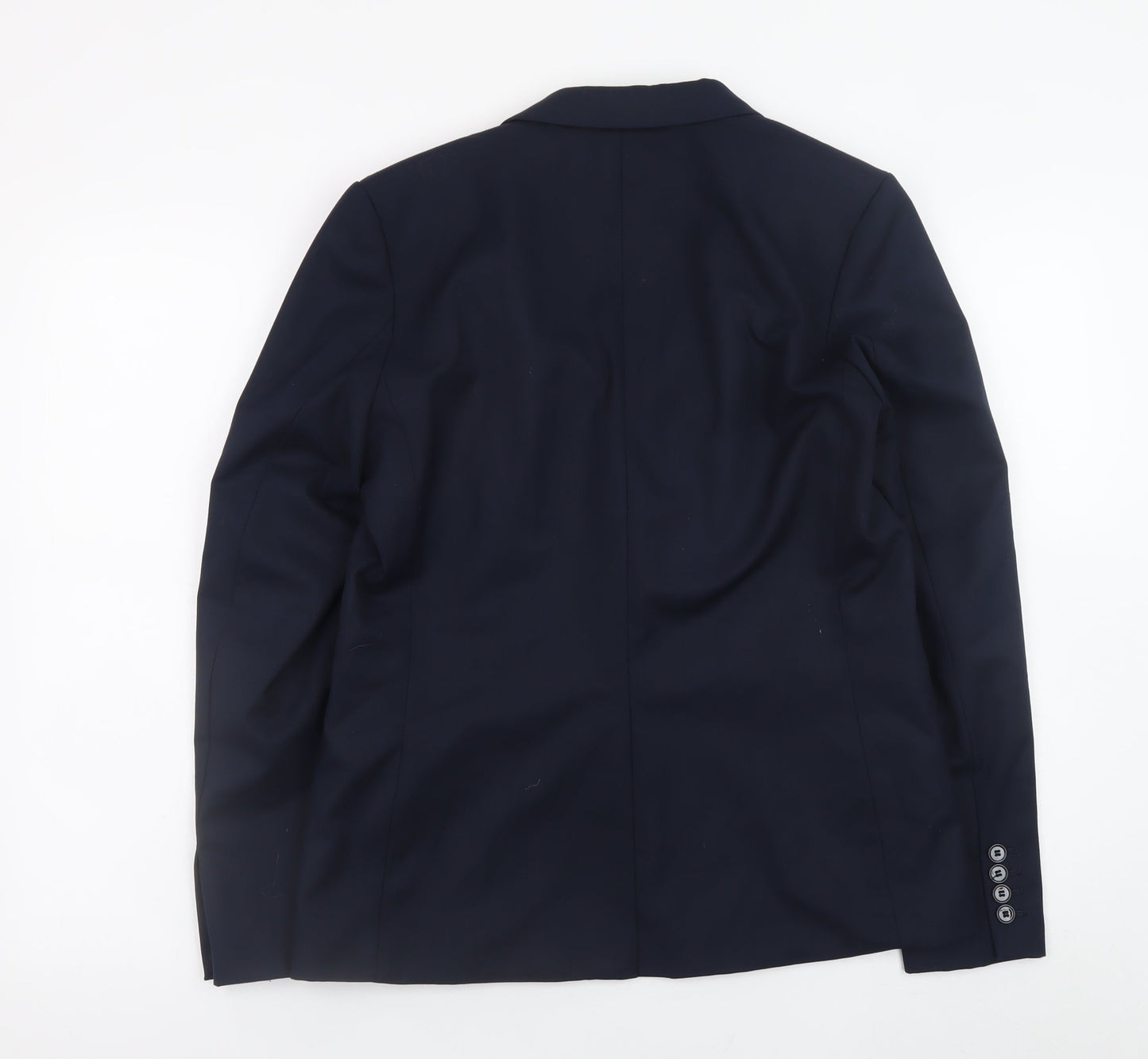 H&M Women's Navy Blue Blazer Jacket Size 12 Classic Single Breasted