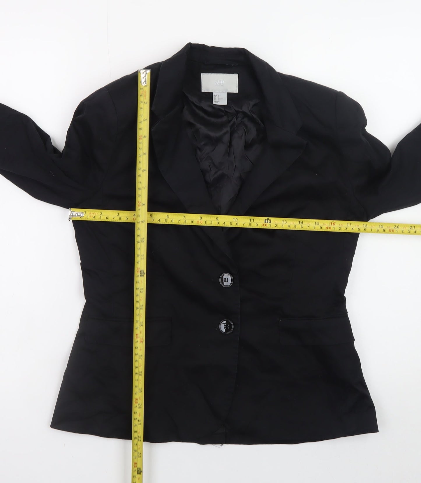 H&M Women’s Black Cotton Blazer Size 14 Classic Lined Jacket