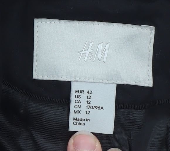 H&M Women’s Black Cotton Blazer Size 14 Classic Lined Jacket