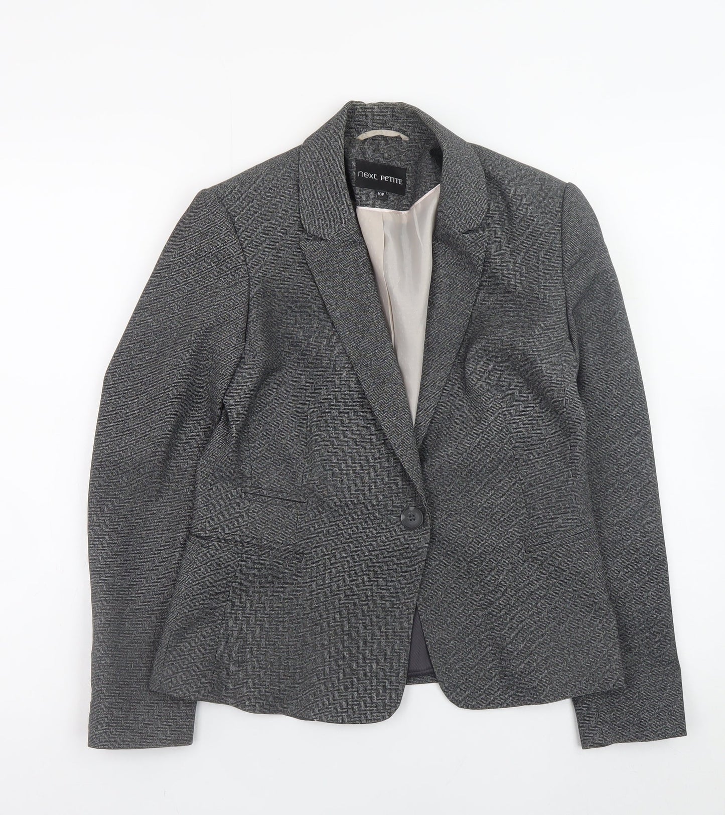 Next Petite Women's Grey Blazer Size 10 Regular Fit Work Jacket