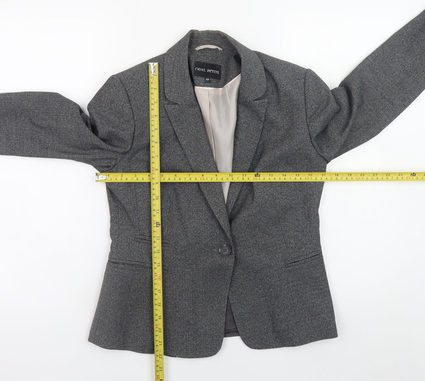 Next Petite Women's Grey Blazer Size 10 Regular Fit Work Jacket