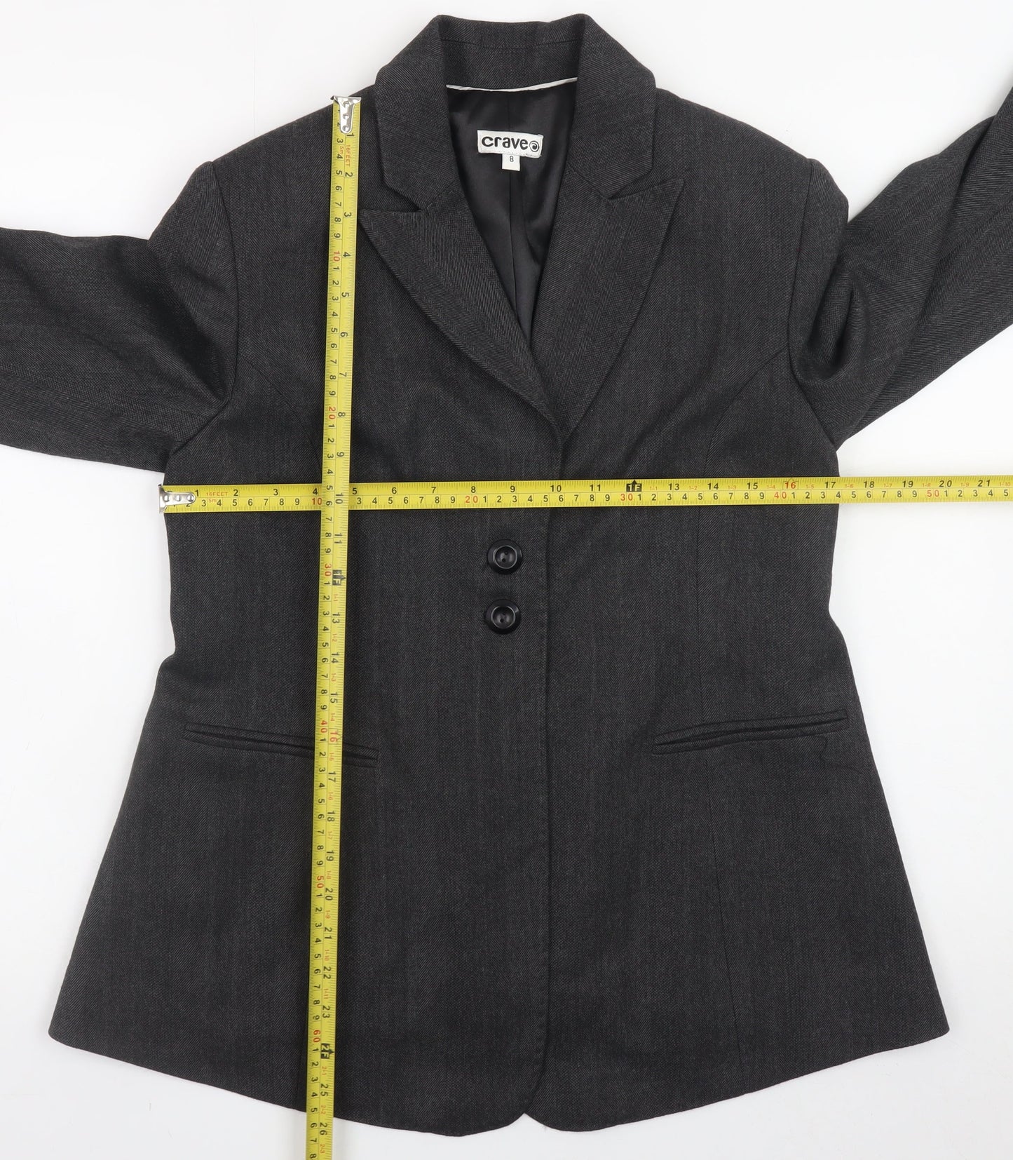 Crave Women's Grey Classic Blazer Size 8 Lined Formal Jacket