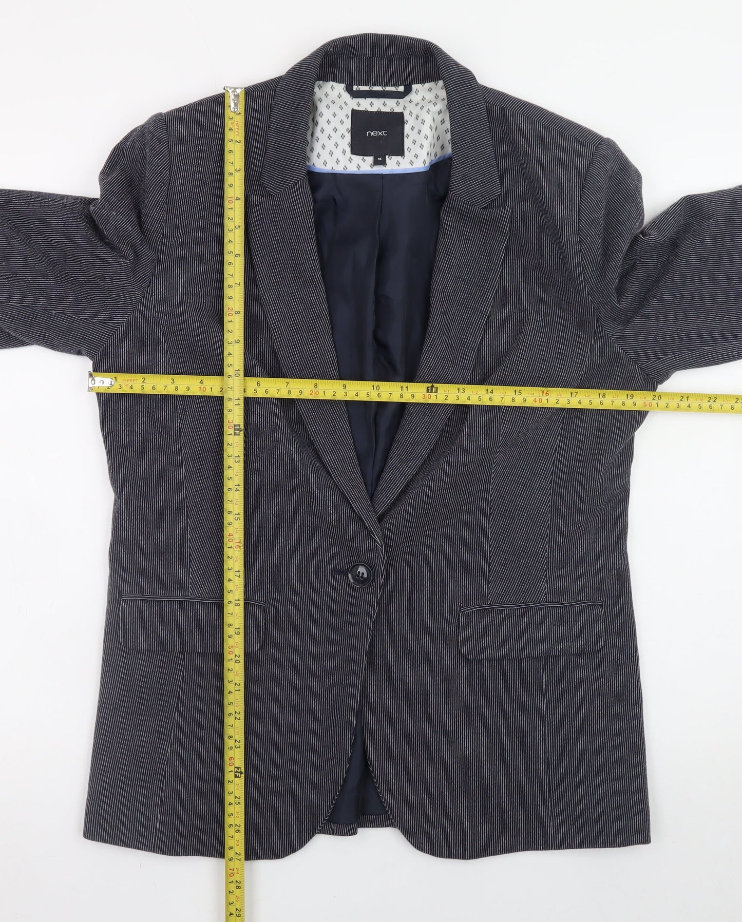 Next Womens Grey Corduroy Blazer Size 16 Classic Lined Jacket
