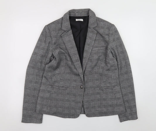 Damart Women's Grey Check Blazer UK 14 Classic Lined Jacket
