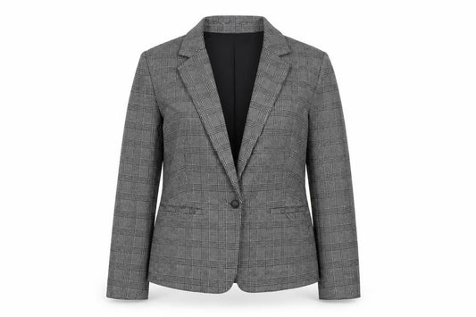 Damart Women's Grey Check Blazer UK 14 Classic Lined Jacket