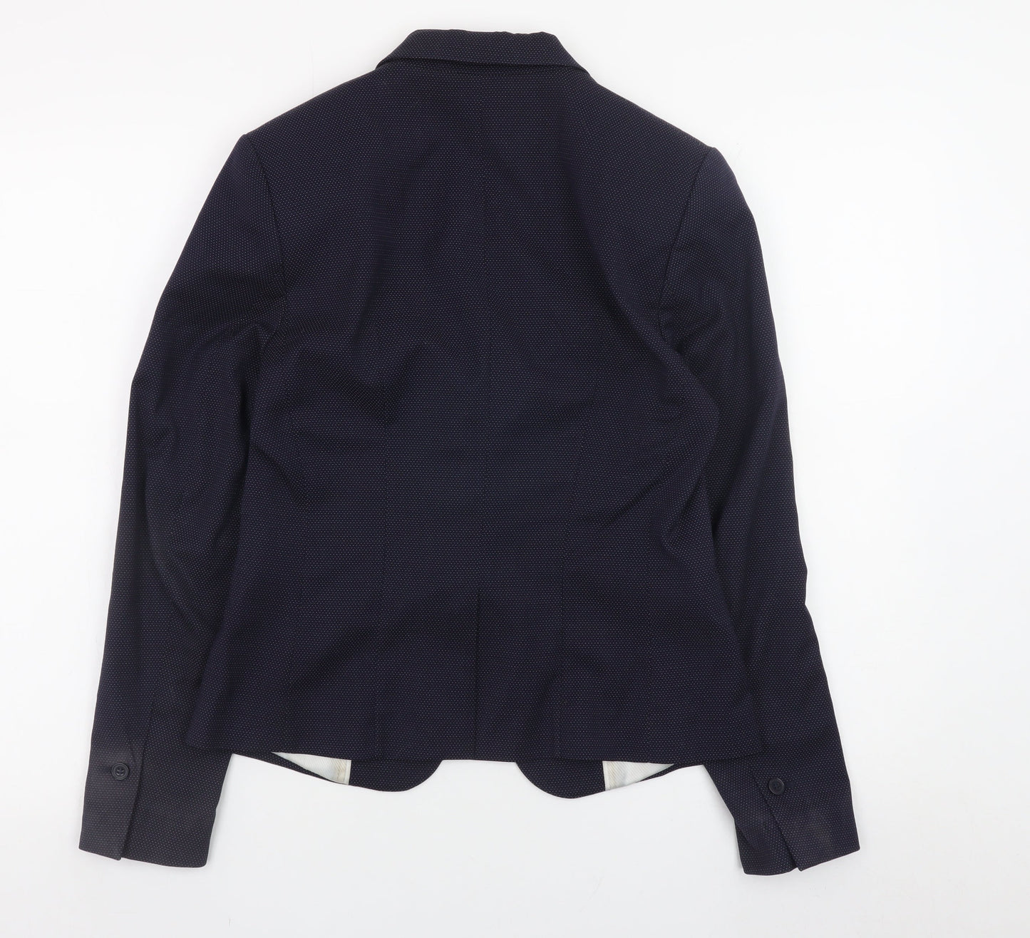 H&M Women Navy Blue Blazer Jacket Size 10 Classic Fitted Style